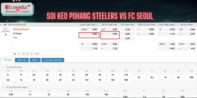 Soi kèo bóng đá trận Pohang Steelers vs FC Seoul